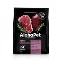 ALPHAPET SUPERPREMIUM 7 кг сухой корм для взрослых домашних кошек и котов с говядиной и печенью