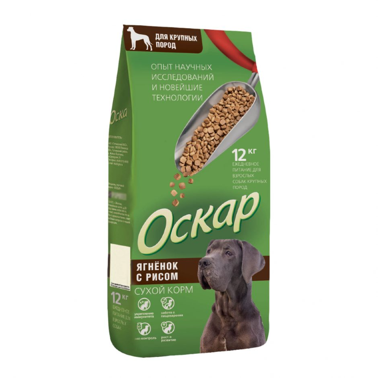 Оскар корм для взрослых собак с мясом ягненка и рисом 12 кг