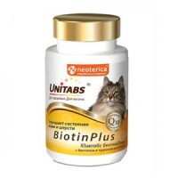 U301 UNITABS BiotinPlus с Q10 Витамины для кошек с Биотином и таурином 120таб.*12